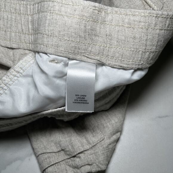 KENNETH COLE Mens Linen Cargo Shorts Beige Soft Material Pull On Size Large EUC - Picture 6 of 10